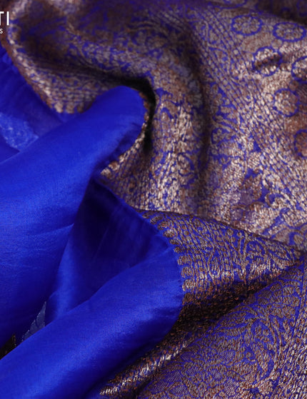 Banarasi organza silk saree royal blue with thread & zari woven buttas and banarasi style border