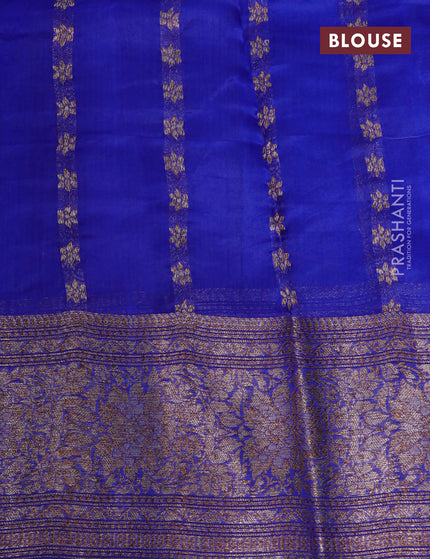 Banarasi organza silk saree royal blue with thread & zari woven buttas and banarasi style border