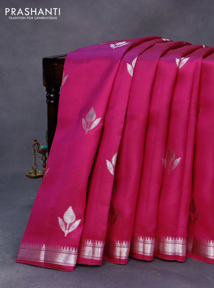 Poona silk saree dark pink and deep purple with zari woven buttas and smal zari woven border