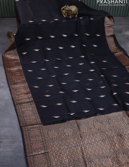 Banarasi organza silk saree black with thread & zari woven buttas and banarasi style border