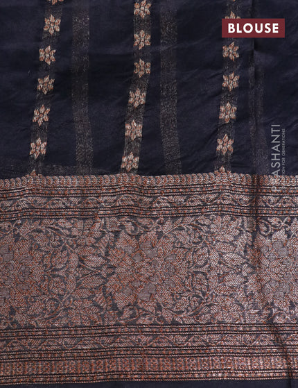 Banarasi organza silk saree black with thread & zari woven buttas and banarasi style border