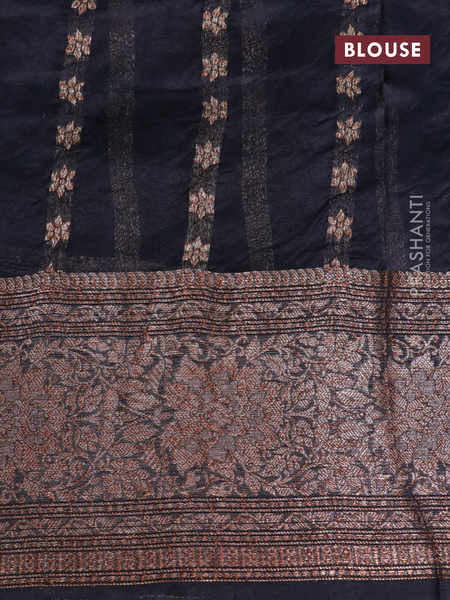 Banarasi organza silk saree black with thread & zari woven buttas and banarasi style border