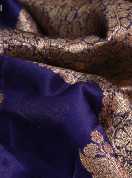 Banarasi organza silk saree navy blue with thread & zari woven buttas and banarasi style border