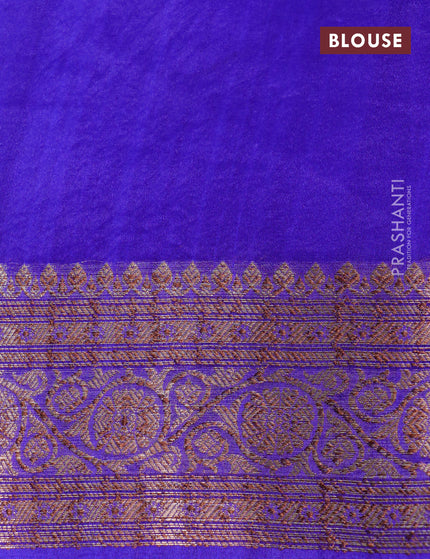 Banarasi organza silk saree royal blue with thread & zari woven buttas and banarasi style border