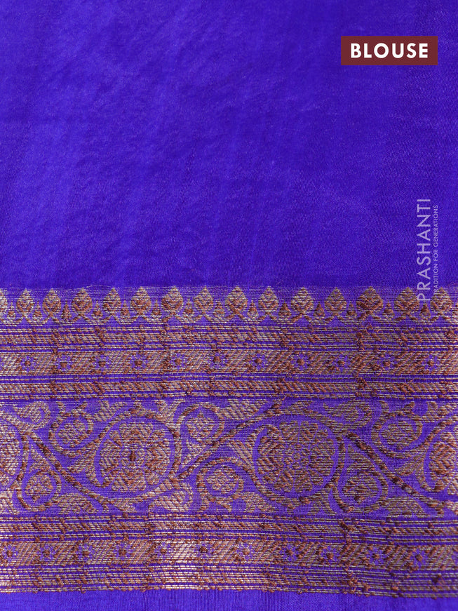 Banarasi organza silk saree royal blue with thread & zari woven buttas and banarasi style border