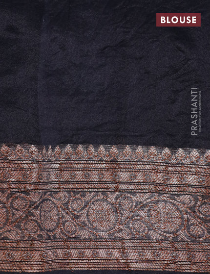 Banarasi organza silk saree black with thread & zari woven buttas and banarasi style border