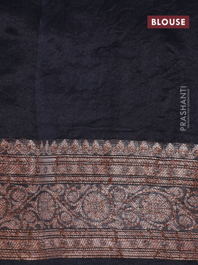 Banarasi organza silk saree black with thread & zari woven buttas and banarasi style border