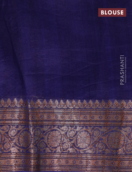 Banarasi organza silk saree navy blue with thread & zari woven buttas and banarasi style border