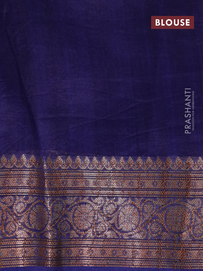 Banarasi organza silk saree navy blue with thread & zari woven buttas and banarasi style border