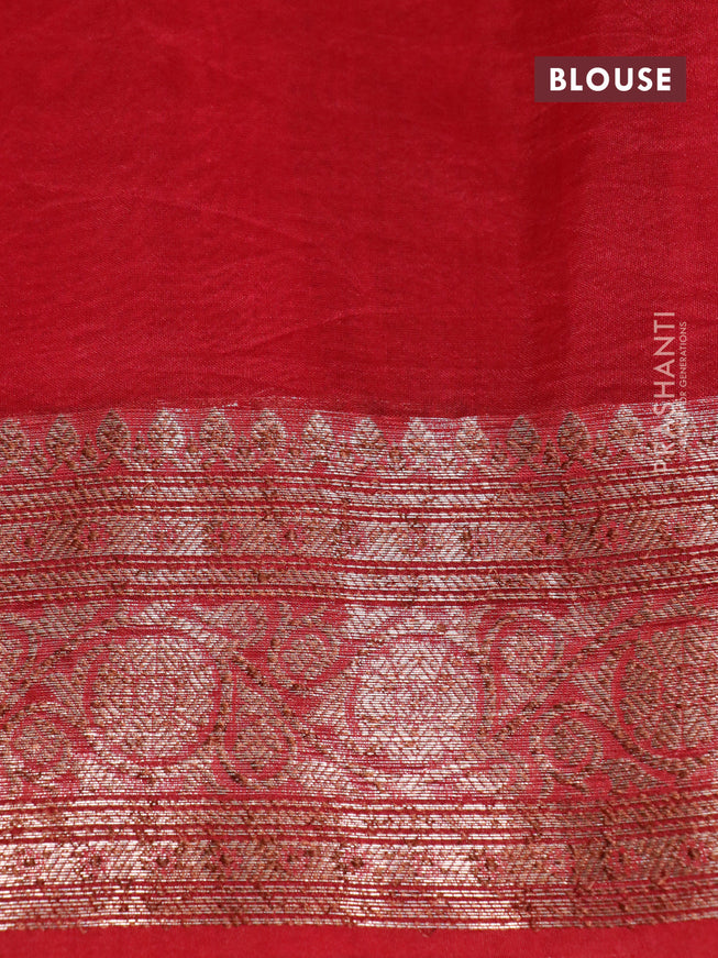 Banarasi organza silk saree red with thread & zari woven buttas and banarasi style border