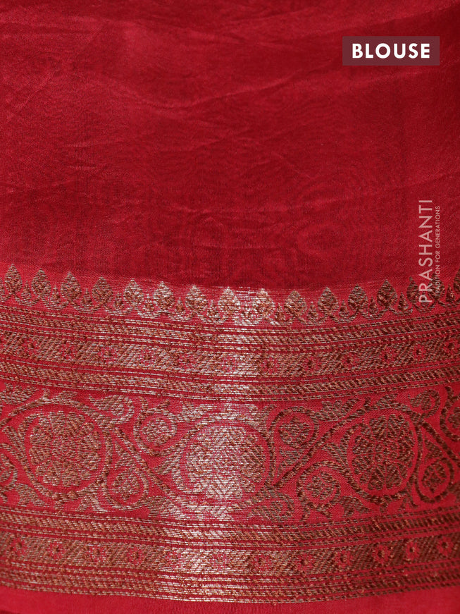 Banarasi organza silk saree coffee brown and maroon with thread & zari woven buttas and banarasi style border