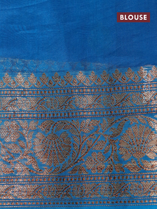 Banarasi organza silk saree pink and blue shade with thread & zari woven buttas and banarasi style border