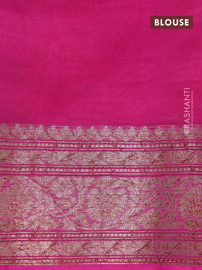 Banarasi organza silk saree beige and pink with thread & zari woven buttas and banarasi style border