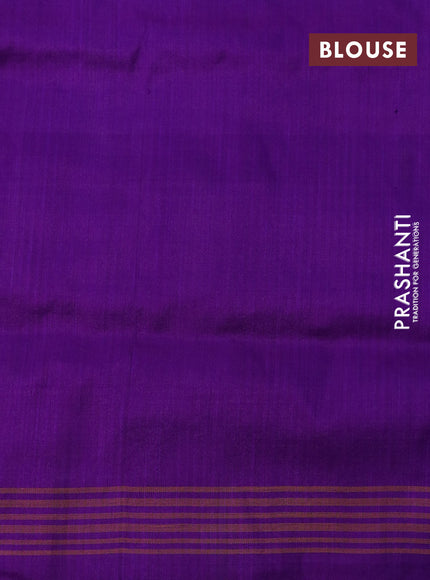 Pochampally silk saree green shade and violet with allover ikat weaves and simple border