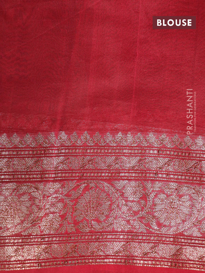 Banarasi organza silk saree black and red with thread & zari woven buttas and banarasi style border