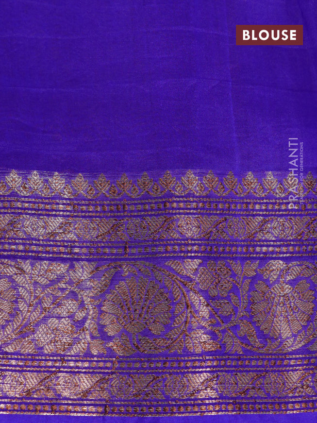 Banarasi organza silk saree mustard yellow and royal blue with thread & zari woven buttas and banarasi style border