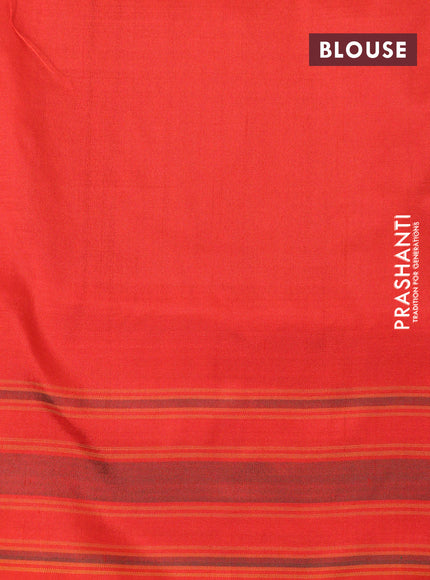 Pochampally silk saree blue and orange with allover ikat weaves and simple border