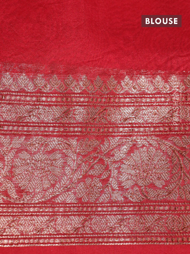 Banarasi organza silk saree red with thread & zari woven buttas and banarasi style border