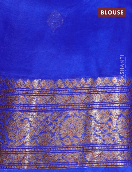 Banarasi organza silk saree royal blue with thread & zari woven buttas and banarasi style border