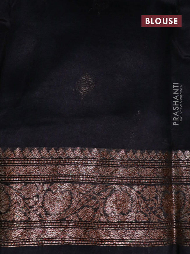 Banarasi organza silk saree black with thread & zari woven buttas and banarasi style border