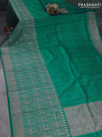 Banarasi raw silk saree green with thread & zari woven buttas and woven border