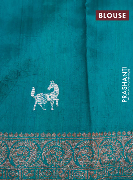 Banarasi raw silk saree dark red and green with thread & zari woven buttas and woven border