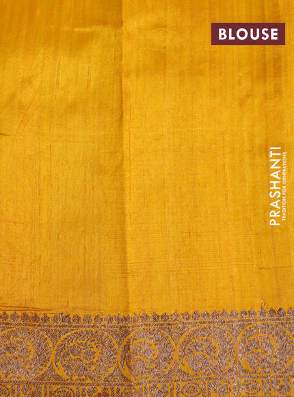 Banarasi raw silk saree mustard yellow with thread & zari woven buttas and woven border