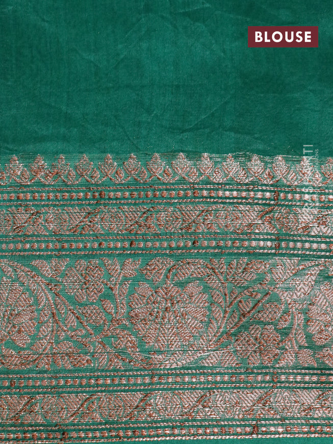 Banarasi organza silk saree dark green with thread & zari woven buttas and banarasi style border