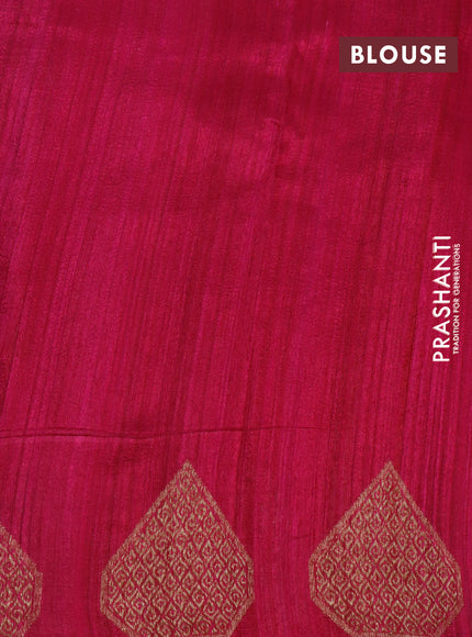 Banarasi raw silk saree mustard yellow and magenta pink with thread & zari woven buttas and woven butta border