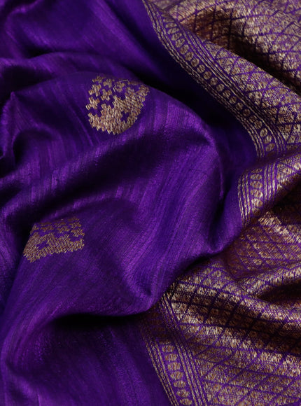 Banarasi raw silk saree deep violet with thread & zari woven buttas and woven border