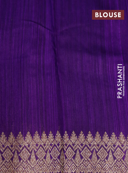 Banarasi raw silk saree deep violet with thread & zari woven buttas and woven border