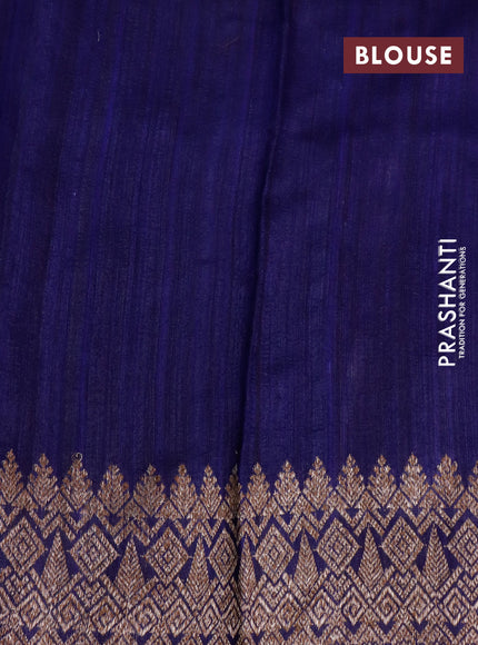 Banarasi raw silk saree navy blue with thread & zari woven buttas and woven border