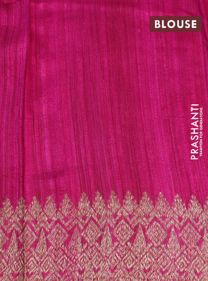 Banarasi raw silk saree magenta pink with thread & zari woven buttas and woven border