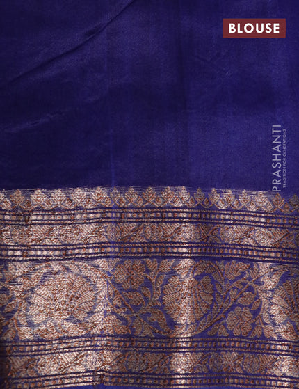 Banarasi organza silk saree navy blue with thread & zari woven buttas and banarasi style border