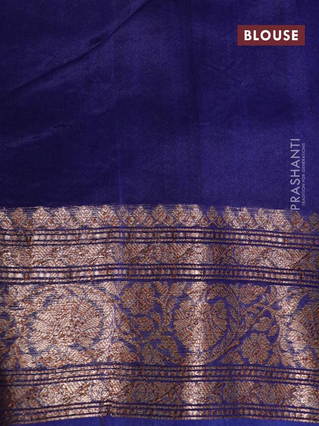 Banarasi organza silk saree navy blue with thread & zari woven buttas and banarasi style border