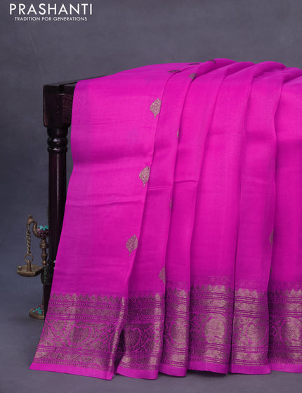 Banarasi organza silk saree pink with thread & zari woven buttas and banarasi style border