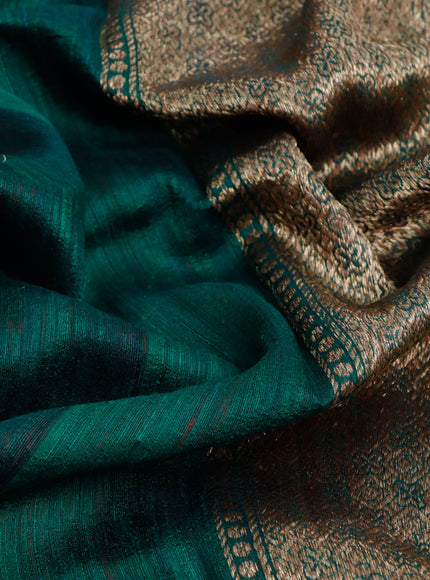 Banarasi raw silk saree dark green and red with thread & zari woven floral buttas and woven border