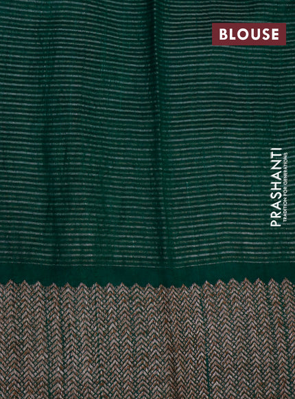 Banarasi raw silk saree green with allover zari stripes and woven border