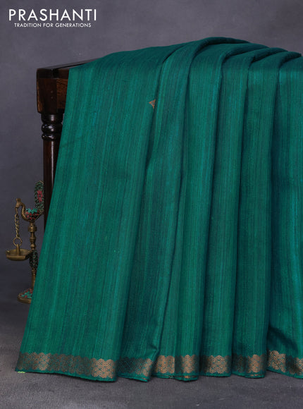 Banarasi raw silk saree teal green and magenta pink with thread & zari woven buttas and woven border