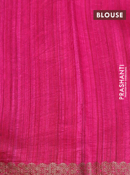 Banarasi raw silk saree teal green and magenta pink with thread & zari woven buttas and woven border