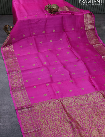 Banarasi organza silk saree pink with thread & zari woven buttas and banarasi style border