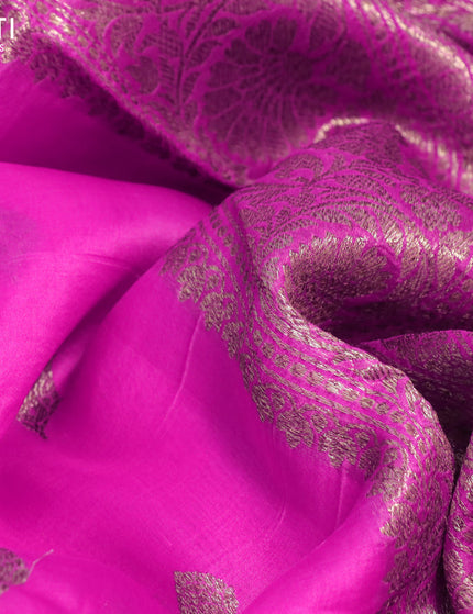 Banarasi organza silk saree pink with thread & zari woven buttas and banarasi style border