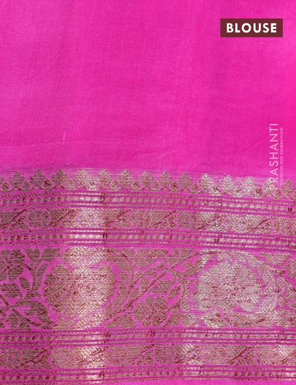 Banarasi organza silk saree pink with thread & zari woven buttas and banarasi style border