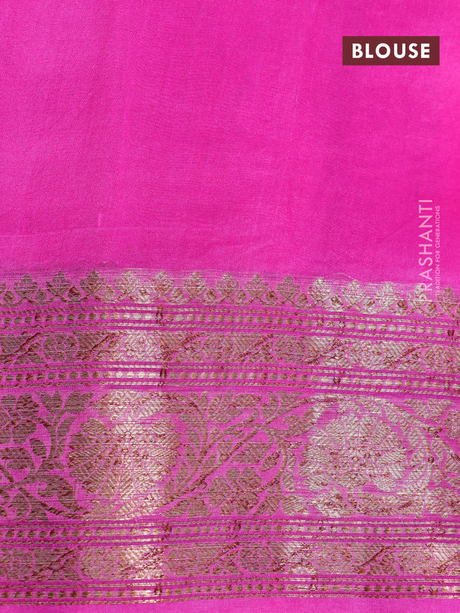 Banarasi organza silk saree pink with thread & zari woven buttas and banarasi style border