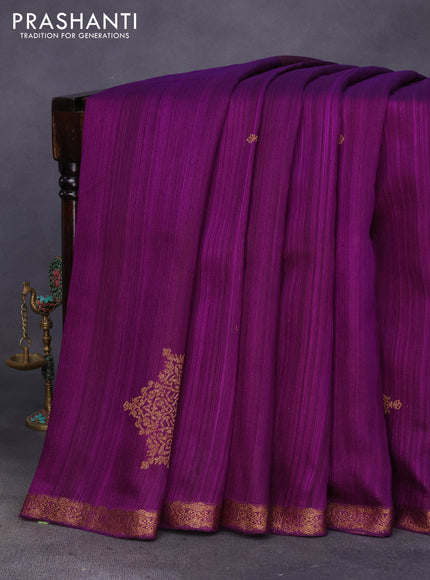 Banarasi raw silk saree purple with thread & zari woven buttas and woven border