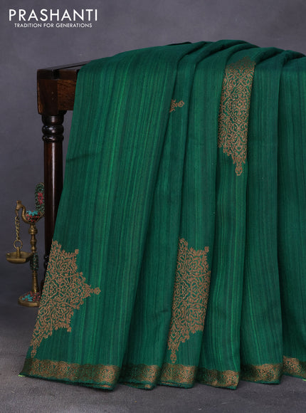 Banarasi raw silk saree green with thread & zari woven buttas and woven border