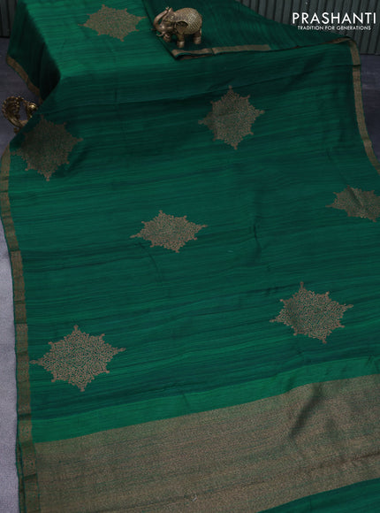 Banarasi raw silk saree green with thread & zari woven buttas and woven border