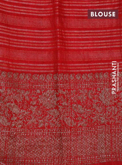 Banarasi raw silk saree red with allover zari stripes and woven border