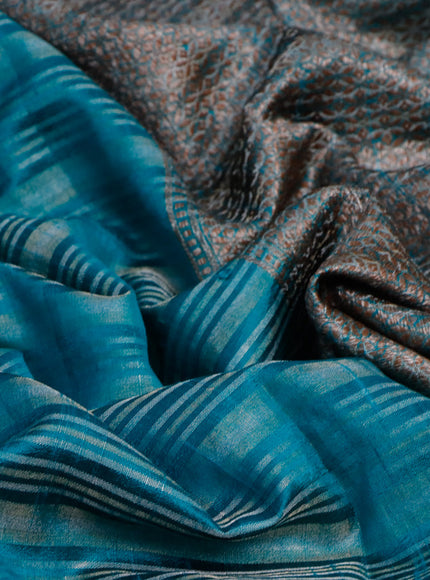 Banarasi raw silk saree teal green with allover zari stripes and woven border