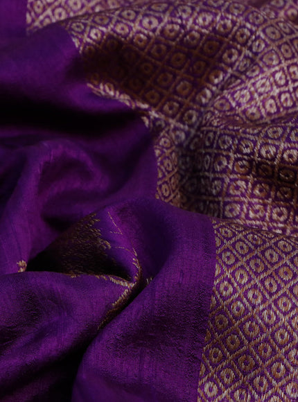 Banarasi raw silk saree purple with thread & zari woven floral buttas and woven border